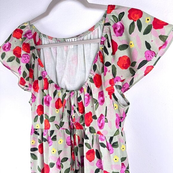 Floral Pullover Easy Breezy Mini Dress Bell Sleeve TCEC, Size S - Picture 6 of 16